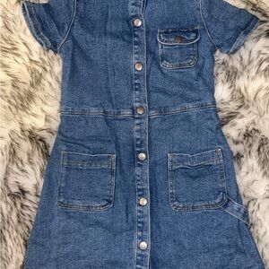 Zara Blue Polo Collar Denim Dress